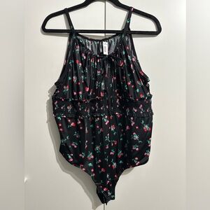Cherry Tie Neck Bodysuit